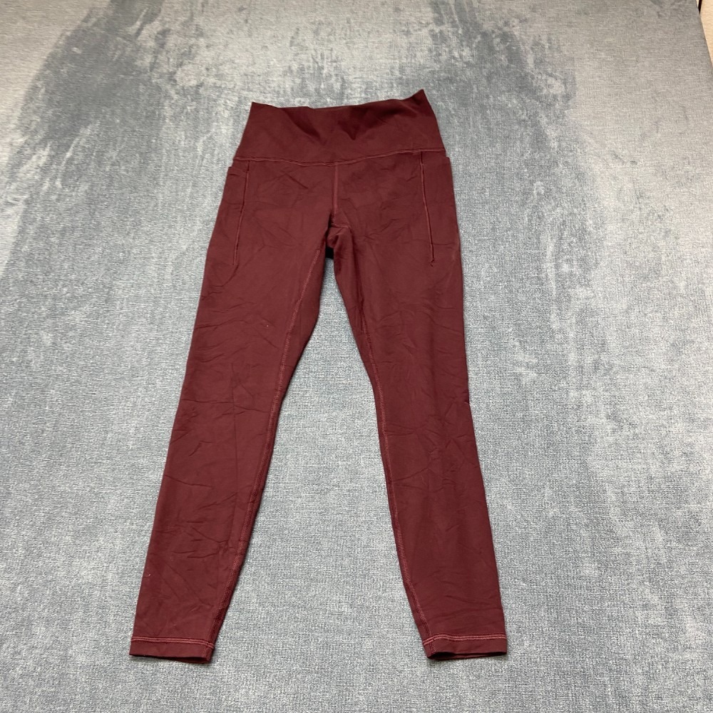 Athleta Transcend Stash Leggings Womens S Burgundy High Waist Running Gym Wear
